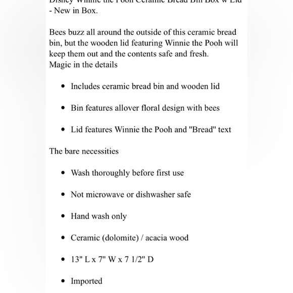 Winnie The Pooh Breadbox Disney, part of the Bee Happy set 🐝 - Picture 3 of 3